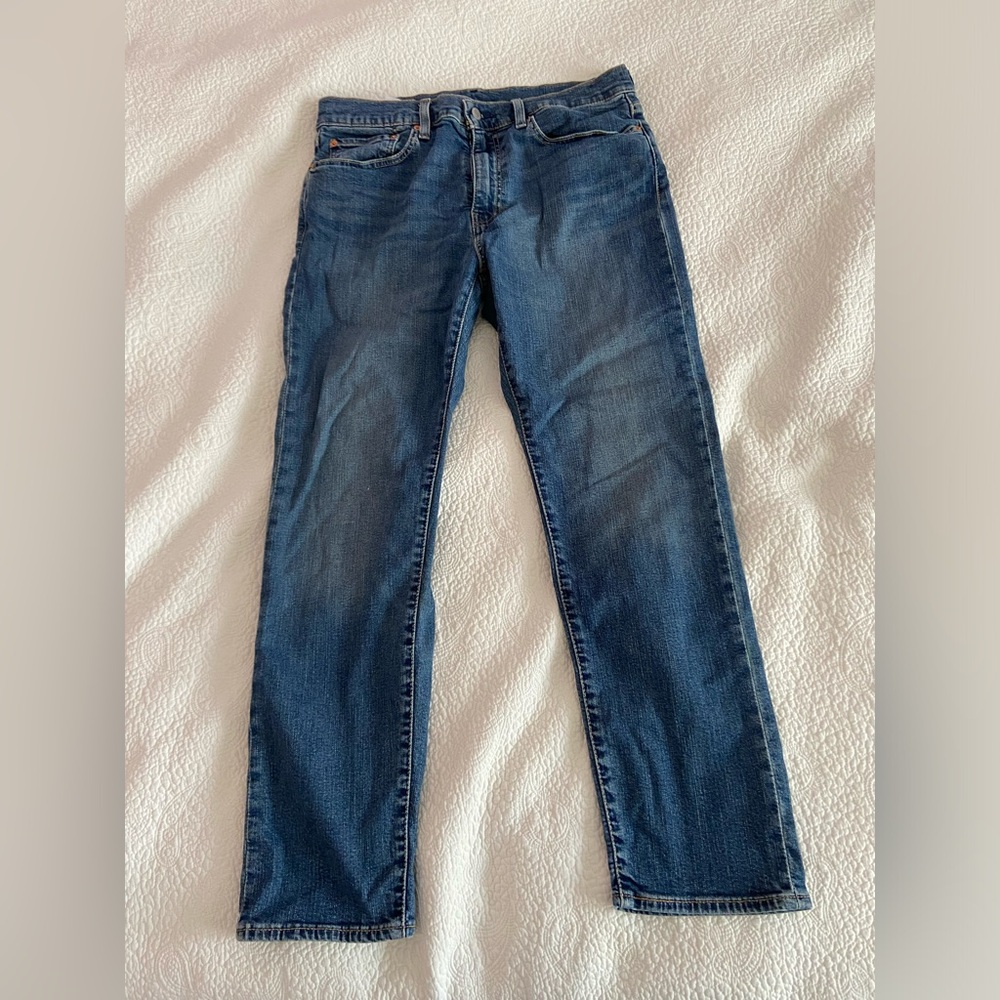 Levis 502 Jeans Mens 34x32 Blue Straight Medium Wash Zipper Fly Denim